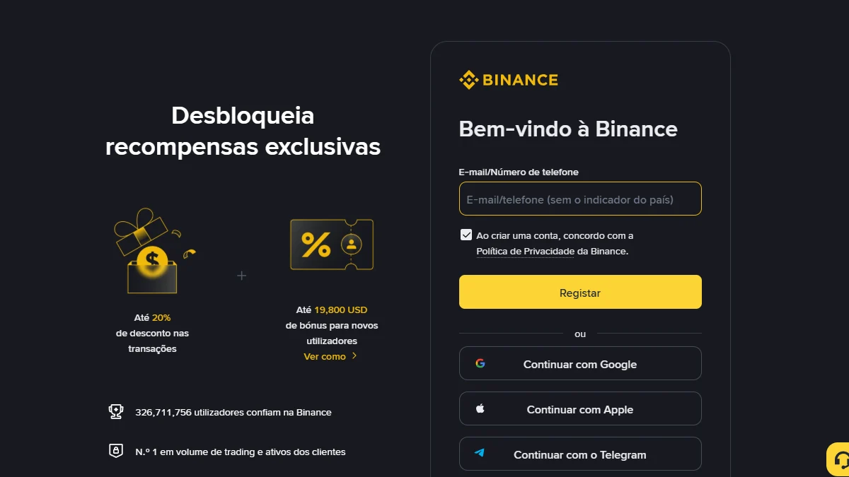 Registo oficial Binance (código BN6971)