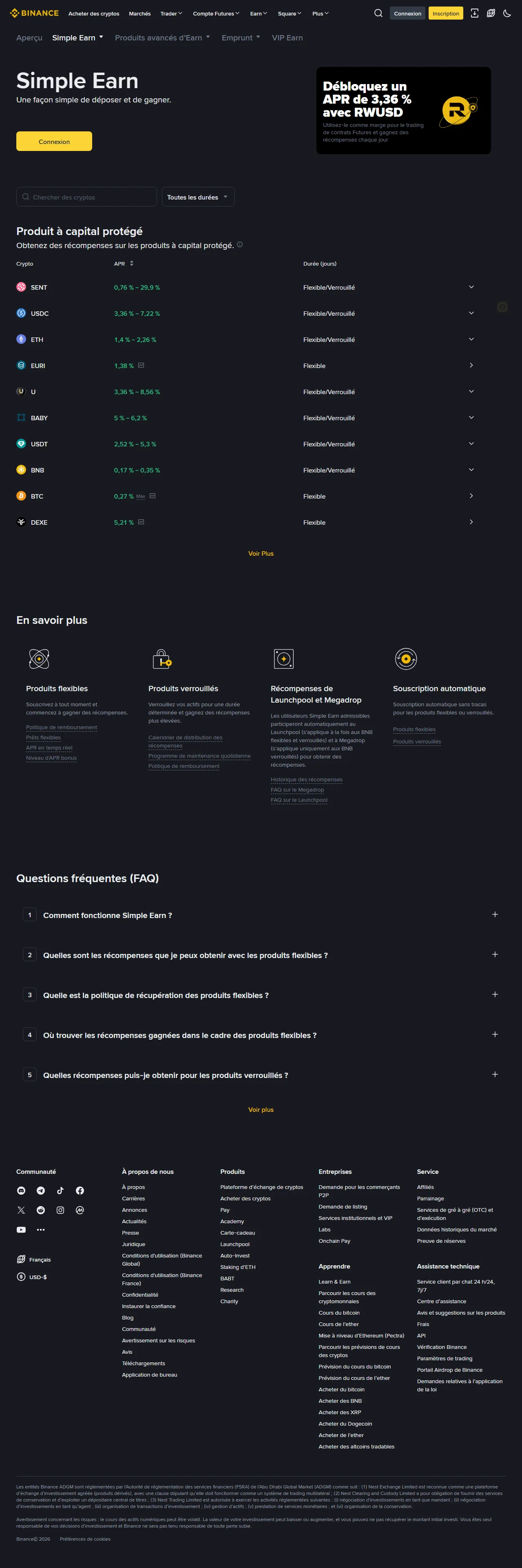 Binance Simple Earn indisponible : produit introuvable, quota et éligibilité