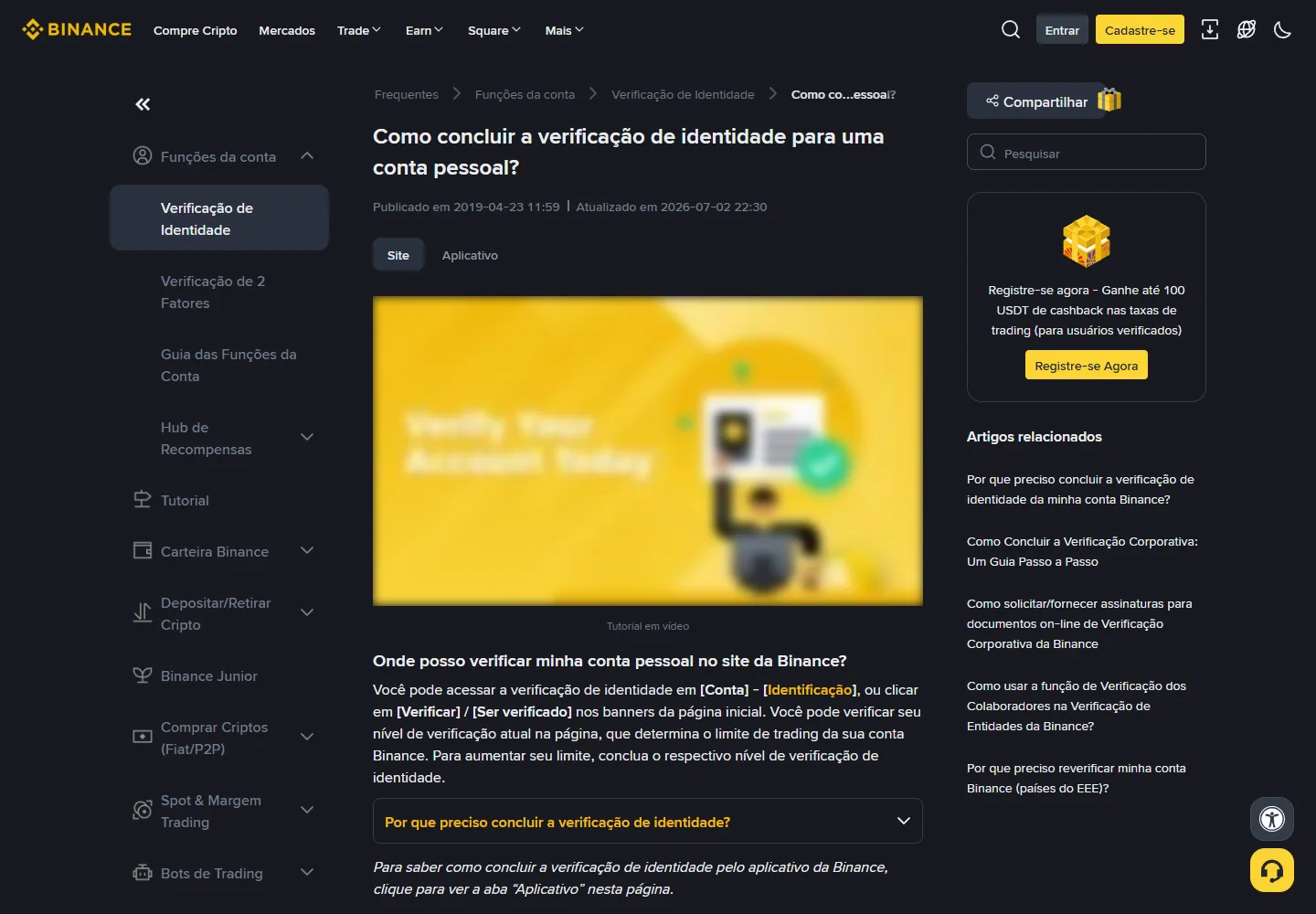 Registo Binance e verificação de identidade: do BN6971 ao Simple Earn