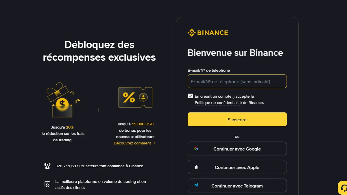 Inscription officielle Binance (code BN6971)