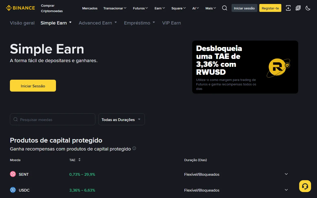 Binance Simple Earn indisponível em Angola? Produto esgotado, limite e elegibilidade